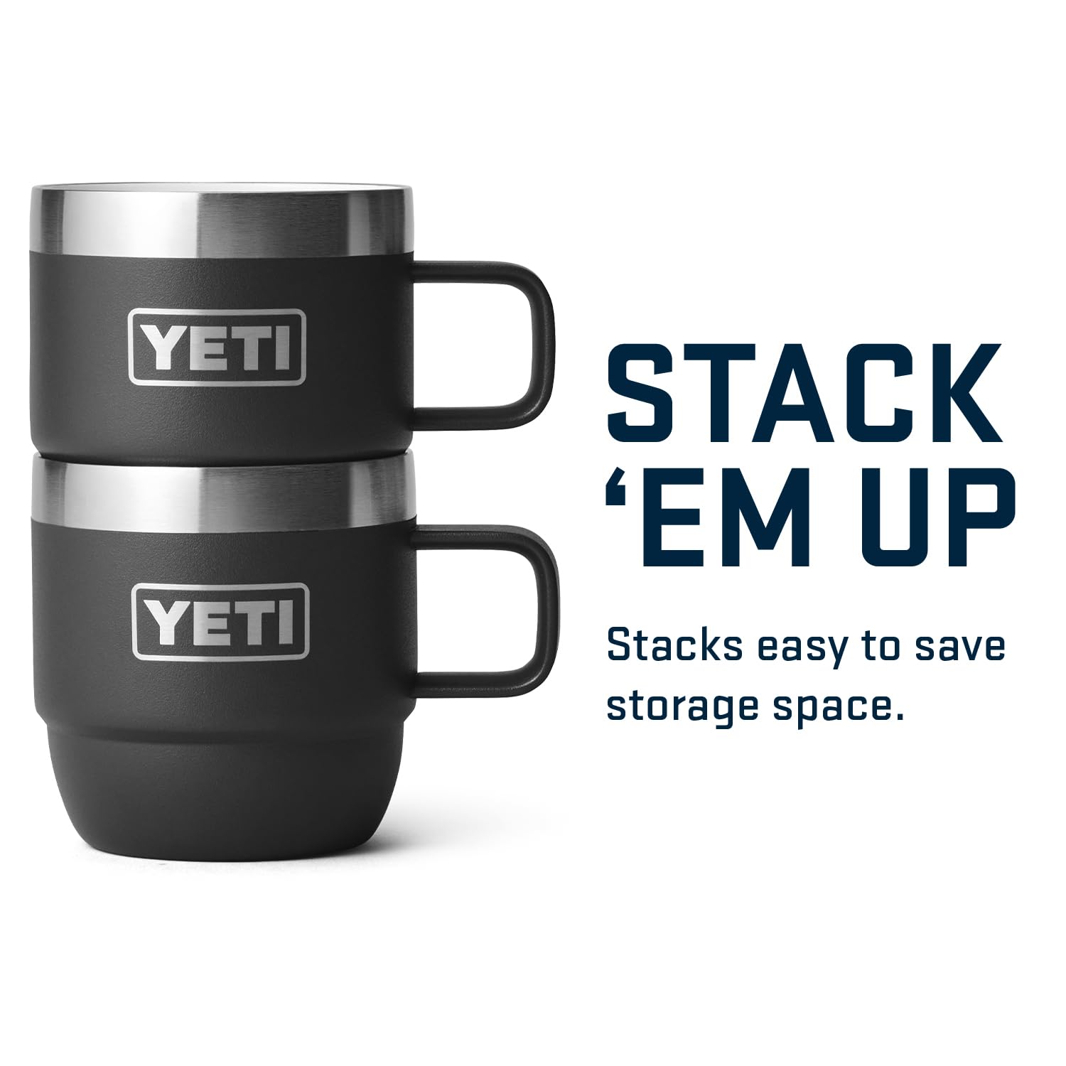 Yeti Rambler 6 Oz Stackable Mug, Stainless Steel, Vacuum Insulated Espresso/Coffee Mug, 2 Pack, Black